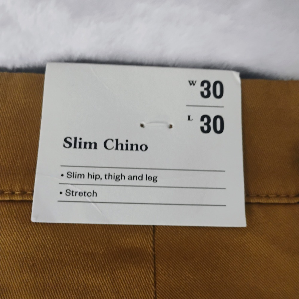 Goodfellow Hennepin Slim Chino Pants Mens 30x30 Mustard Gold Stretch NEW B - Picture 3 of 6